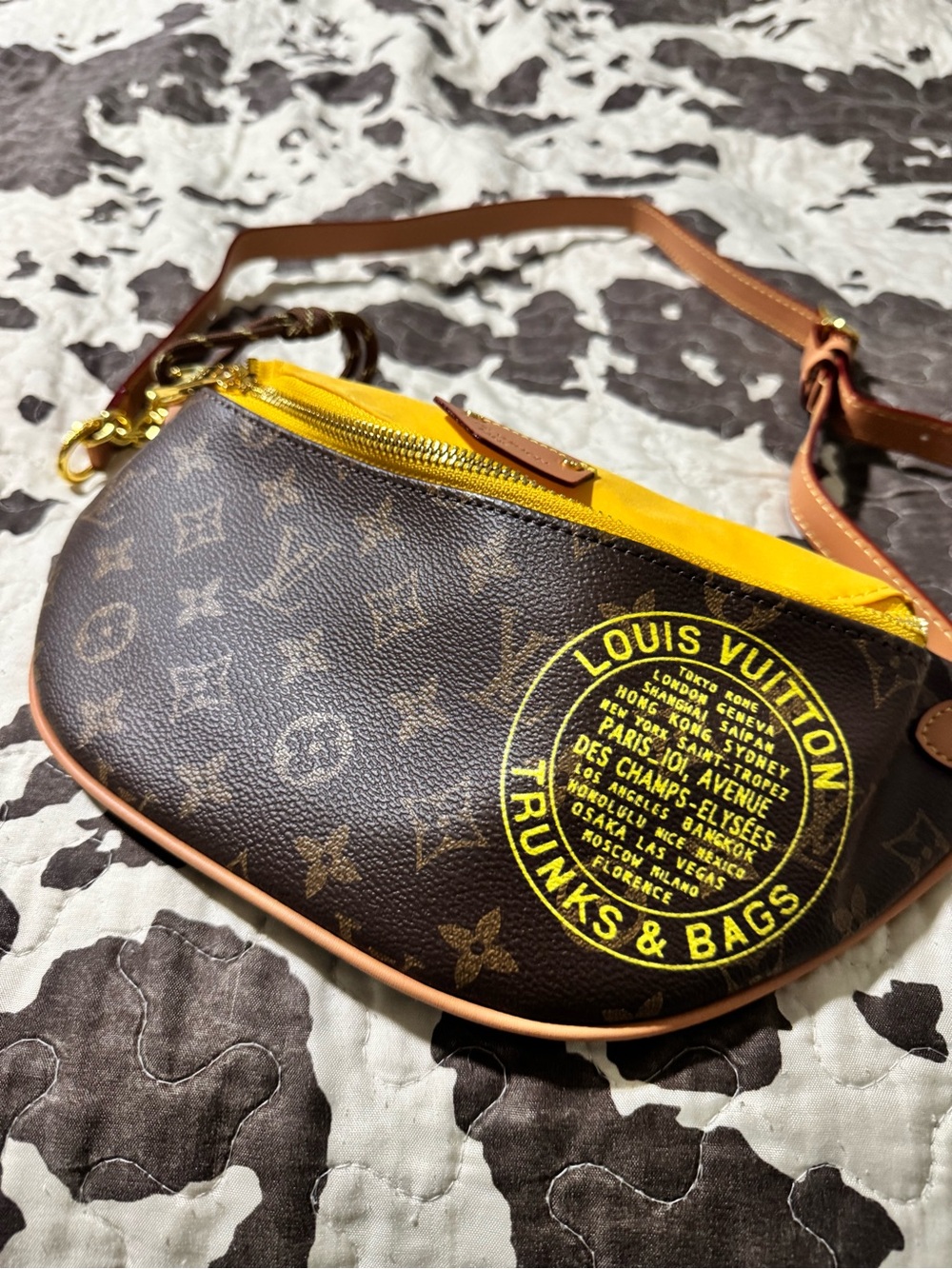 Brown Monogram Crossbody with Yellow Zip